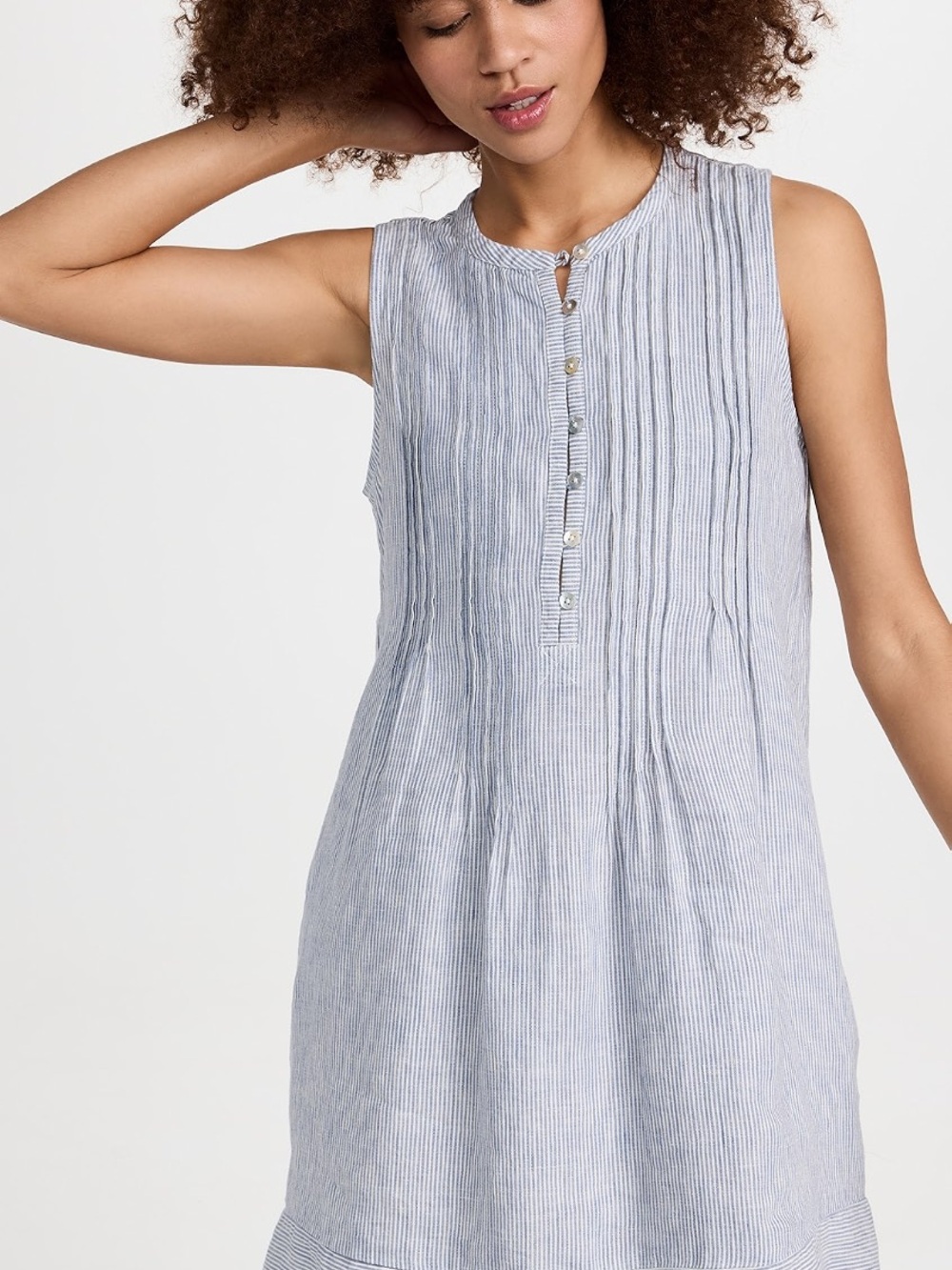 Faherty Isha Striped Sleeveless Linen Dress